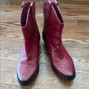 FRANCO SARTO RED Leather Boots  Women's FLAT SIZE 8